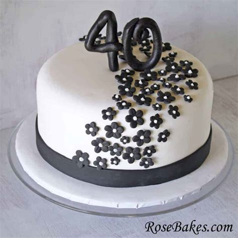 Black And White 40th Birthday Cake