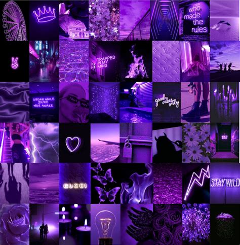 Neon Purple Aesthetic Photo Wall Collage Kit Etsy
