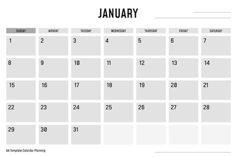 Premium Vector A4 Template Calendar Planning January