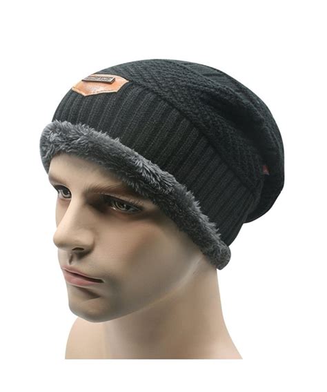 Men Soft Lined Thick Wool Knit Skull Cap Warm Winter Slouchy Beanies