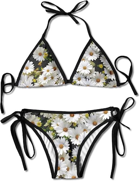 Amazon Com Daisy Flower Womens Swimsuits Bikini Set Triangle Halter My Xxx Hot Girl