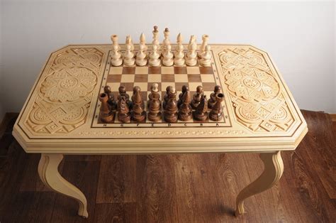 Large Chess Set Wood Wooden Chess Board Set Carved Chess Etsy