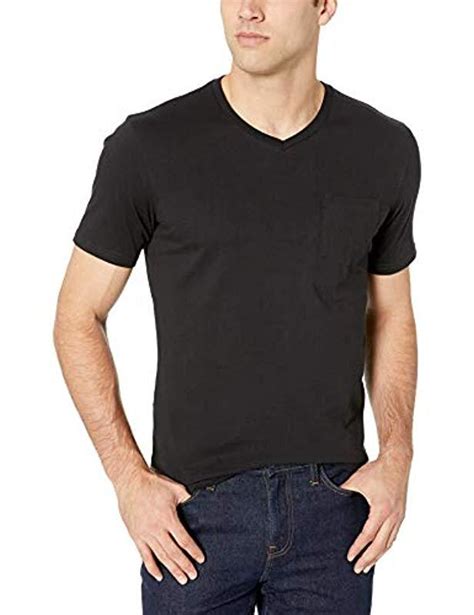 Amazon Essentials 2 Pack Slim Fit V Neck Pocket T Shirt Black Small