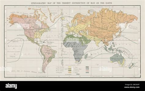 Carte Ethnographique De La Distribution De Lhomme Sur Terre Ethnicité
