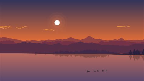 2560x1440 Resolution Artistic Sunset At Lake 1440p Resolution Wallpaper