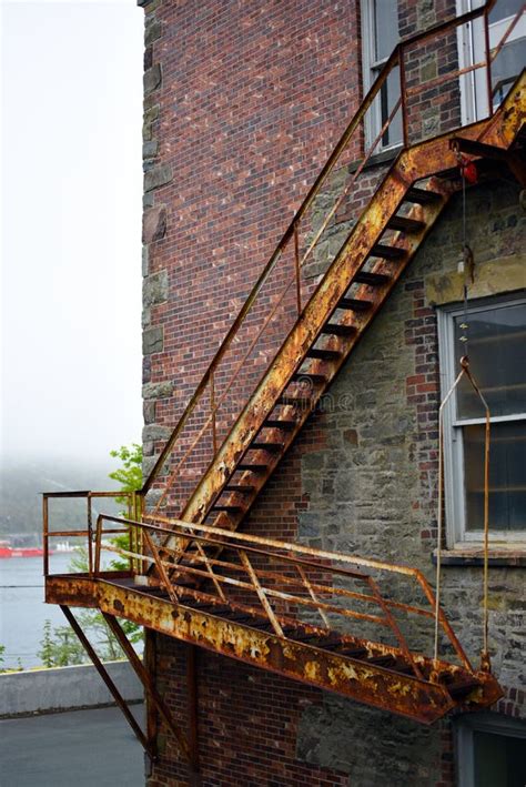 Vintage Fire Escape Stairs On Brick Building Stock Photo Image Of