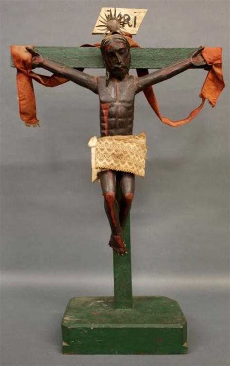 Carved Religious Black Jesus Crucifix Mexico 31h