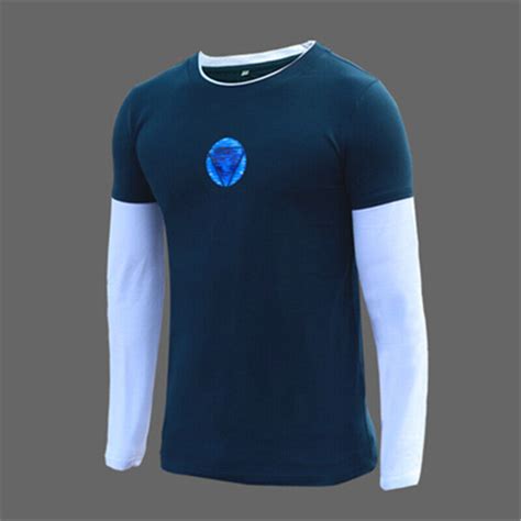 Iron Man 3 Tony Stark Light Up Luminous Arc Reactor Shortlong Sleeve T