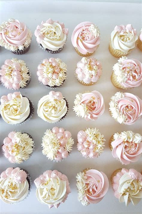 Pink White And Gold Cupcakes Birthday Cupcakes Christening Cupcakes