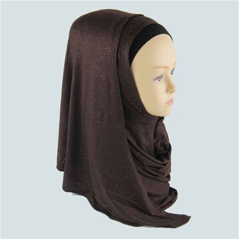 1pc jersey glitter instant shawl shimmer hijab slip on shawls shinny amira cotton jersey scarf