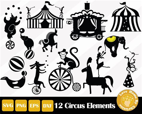 12 Circus SVG Files For Cricut Silhouette Files Easy Cut Etsy UK