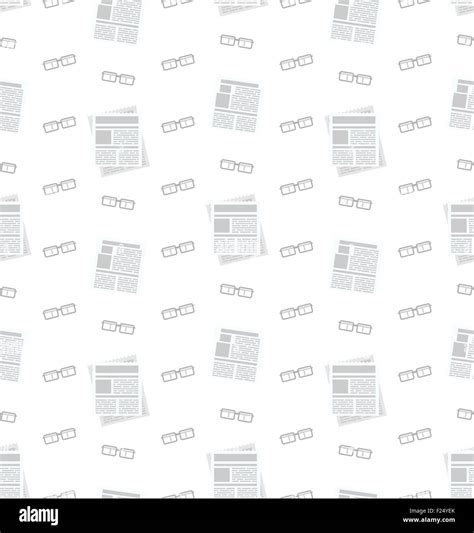 Seamless Pattern With Newspapers And Eyeglasses Flat Business Icons