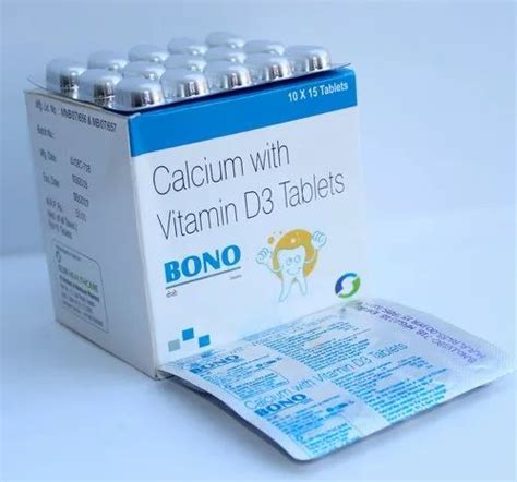 Vitamin D Bono D3 Calcium Carbonate 1250mg Vit D3 250 Iu Tablet Tablets Packaging Size 10