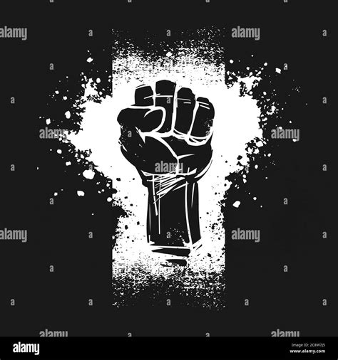 Raised Fist Illustration As A Symbol For Resistance On Black