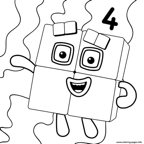 Numberblocks Four Printable Coloring Pag Coloring For Kids Printable