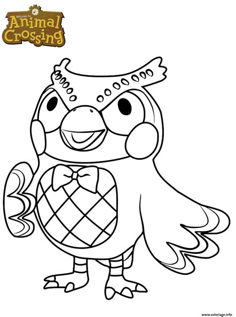 Coloriage Blathers Dessin Animal Crossing à Imprimer