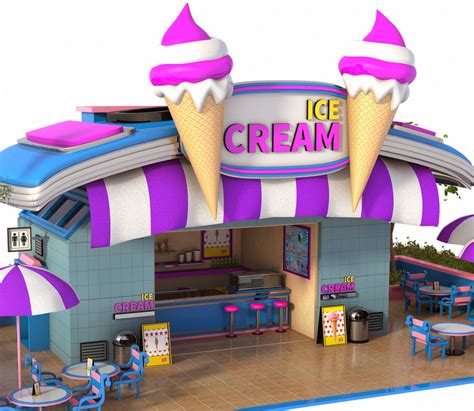 Ice Cream Shop Cartoon 3d Model 19 Max Fbx Obj Ma Free3d
