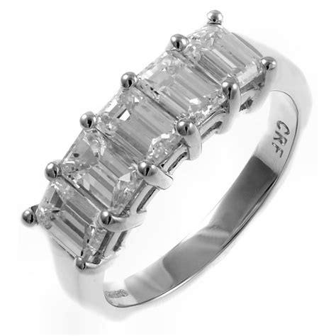 Platinum 217ct Emerald Cut Diamond 5 Stone Ring Jewellery From Mr