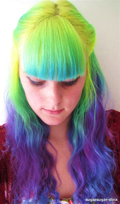 Neon Green Yellow And Purple Hair Custom Colored Hair Creative Hair