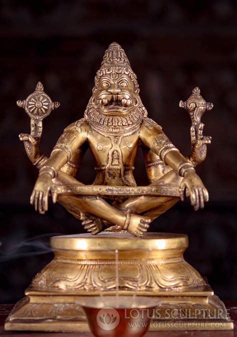 Tranquil Yoga Narasimha Brass With Arms Resting On His Knees Chakra