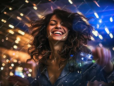 Premium AI Image | woman dancing on the dancefloor with dark wavy hair