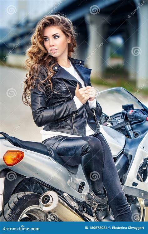 Woman Sitting On Motorcycle Stock Photo Image Of Bike Woman 180678034