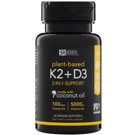 Get more information on proper dosage, safety and side effects of vitamin k. Sports Research, Vitamin K2 + D3, 100 mcg/5000 IU, 60 ...