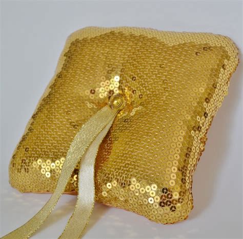 Gold Sequins Fabric Ring Bearer Pillow Etsy