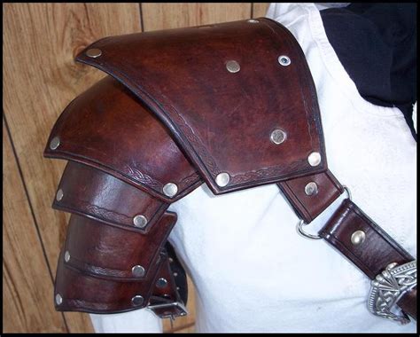 Celtic Leather Pauldron Leather Armor Etsy Leather Armor Leather