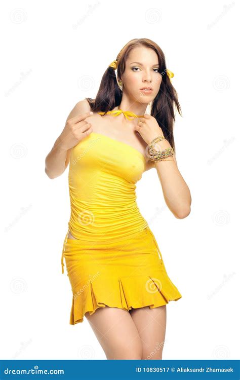 Sex Girl In A Yellow Dress Stock Image Image Of Dancer 10830517