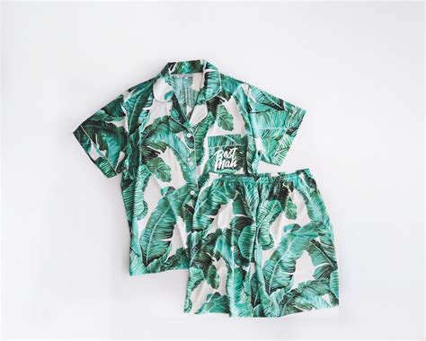 Palm Leaf Mens Pajamas Wedding Pajamas Tropical Etsy