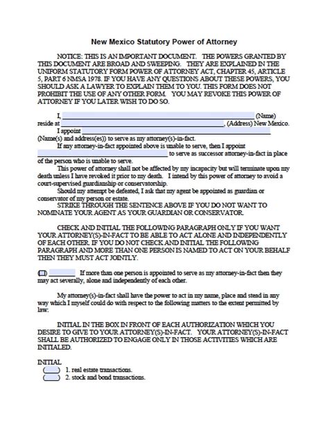 Free Printable Medical Power Of Attorney Form New Mexico Printable