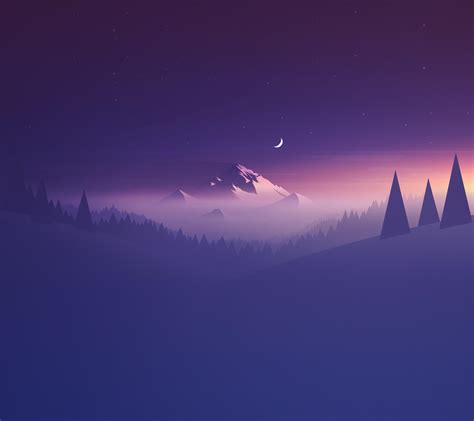 Mountain Moon Nightscape Wallpapers Wallpaper Cave