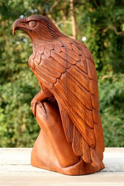12 Large Wooden Eagle Statue Hand Carved Sculpture Figurine Art Home