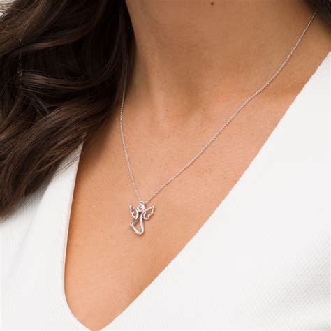 Diamond Accent Angel Pendant In Sterling Silver Zales