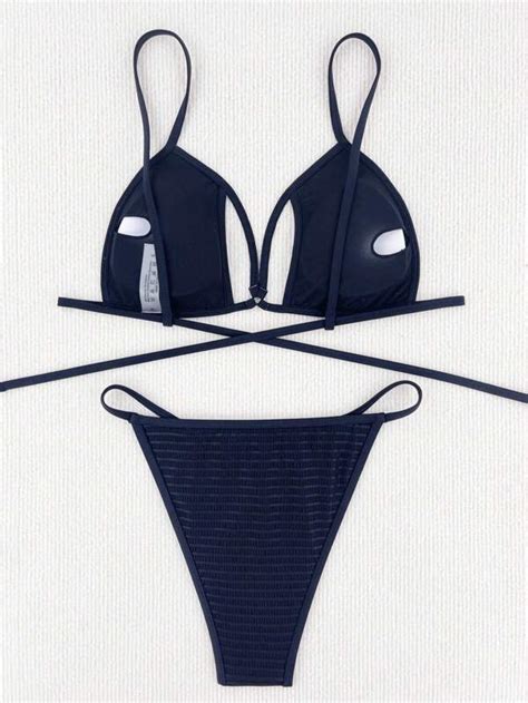 Shein Sxy Solid Thong Bikini Swimsuit Shein Usa