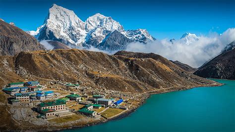 Online Crop Hd Wallpaper Lake Landscape Nepal Himalayas Snowy