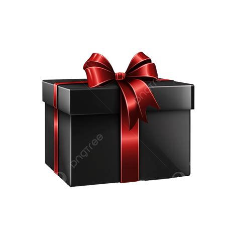 Black T Box With Red Ribbon And Bow Vector Christmas Decoration