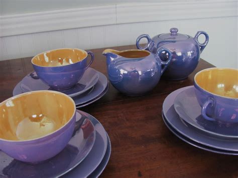 Meito China Peach Blue Luster Ware Tea Set Etsy