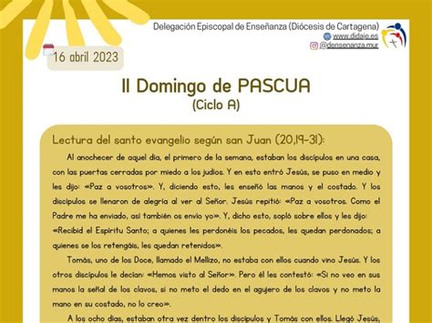 Delegación De Enseñanza Diócesis De Cartagena Evangelio Del Ii