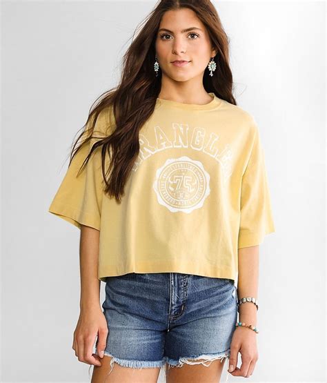 Wrangler® Collegiate Cropped T Shirt Womens T Shirts In Lemon
