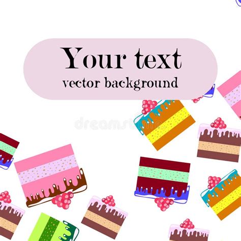 Colorful Sweet Cakes Slices Pieces Vector Illustration Stock Vector
