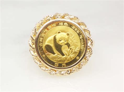 Vintage 14k Gold Panda Coin Ring Chinese Gold Coin Ring Ladies Etsy