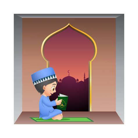 Cartoon Boy Reading Quran Illustrations Royalty Free Vector Graphics