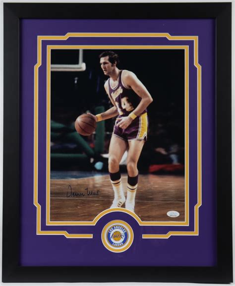 Jerry West Signed Lakers 18 X 22 Custom Framed Photo Display Jsa Coa