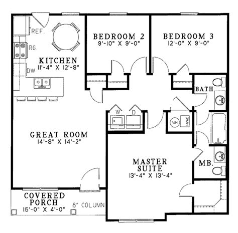 Country Style House Plan 3 Beds 1 Baths 1029 Sqft Plan 17 2726