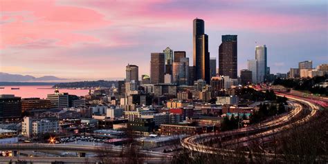 Seattle Skyline At Dusk Hd Wallpaper