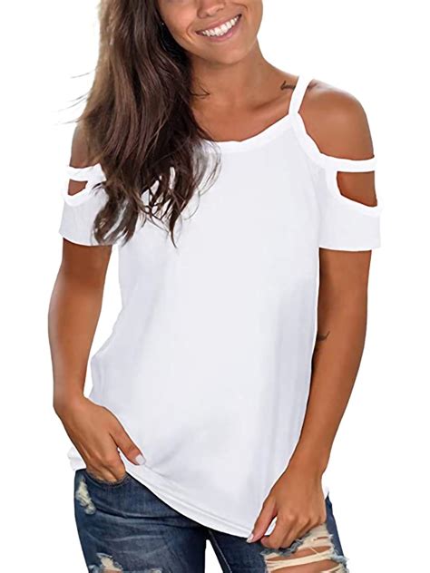 womens summer t shirts ladies loose short sleeve basic tee tunic t shirt top blouse strappy cold