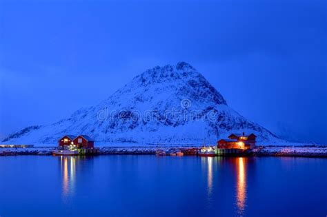 Blue Hour In Reine Lofoten Archipelago Norway In The Winter Time