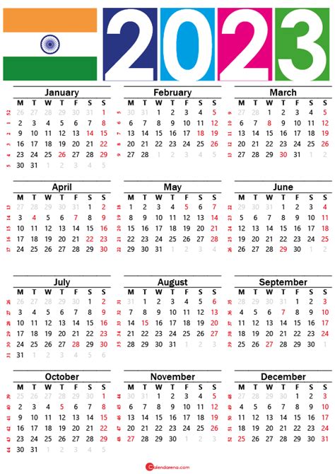 Calendar 2023 India With Holidays And Festivals